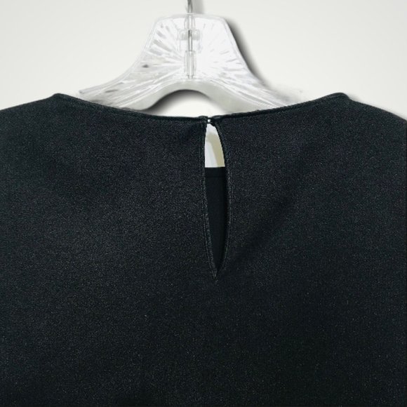 Zara XS Navy Striped Hem Mixed Media Long Sleeve Top - Picture 5 of 7